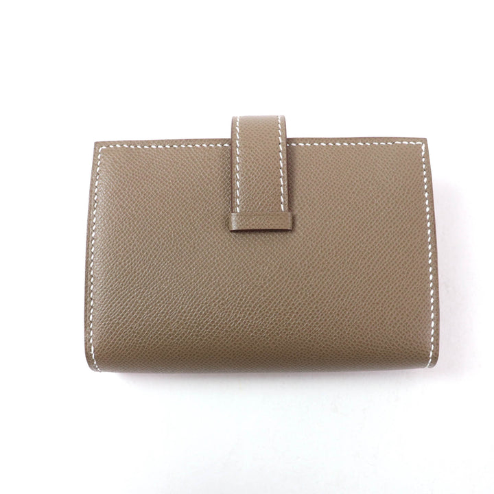 未使用品★HERMES エルメス ベアン ミニ エトゥープ ゴールド金具 ミニウォレット コインケース付 ヴォーマダム カードケース W刻印 箱付