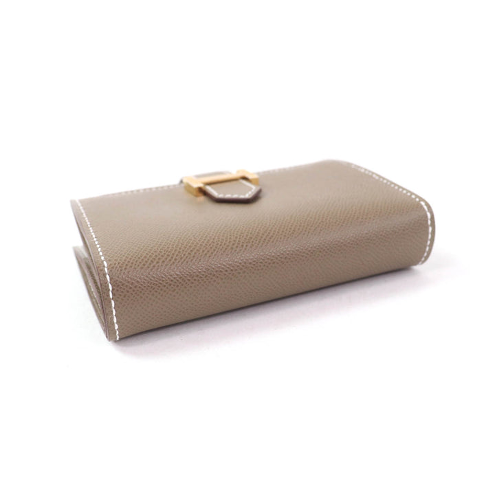 未使用品★HERMES エルメス ベアン ミニ エトゥープ ゴールド金具 ミニウォレット コインケース付 ヴォーマダム カードケース W刻印 箱付