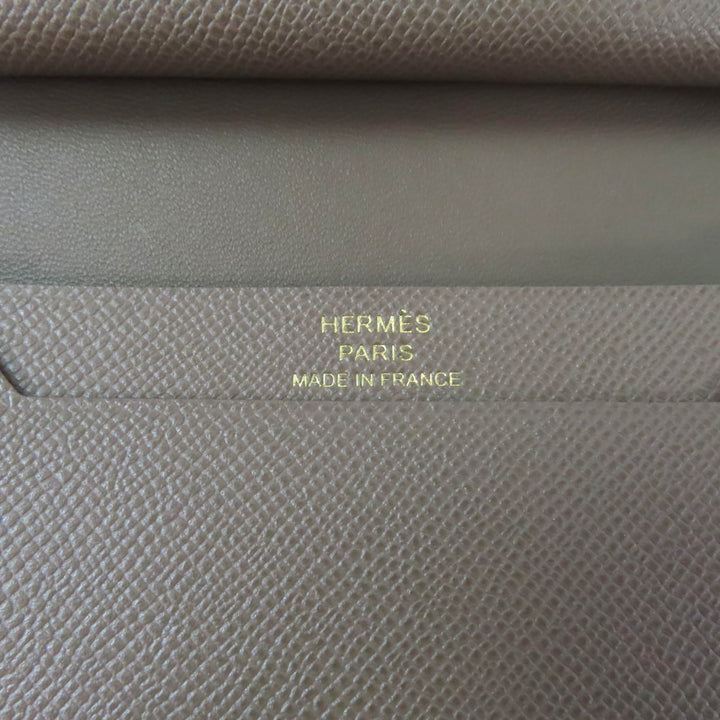 未使用品★HERMES エルメス ベアン ミニ エトゥープ ゴールド金具 ミニウォレット コインケース付 ヴォーマダム カードケース W刻印 箱付