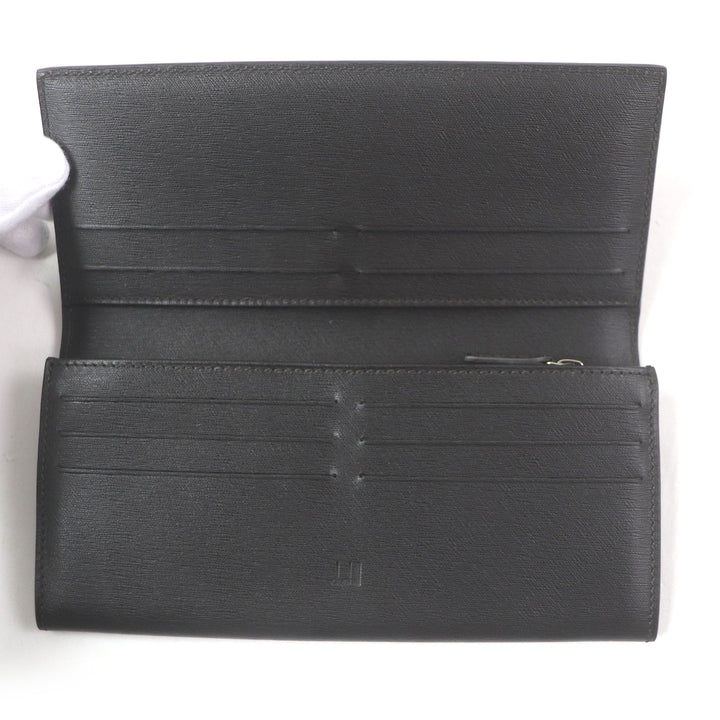 未使用品□Dunhill ダンヒル サイドカー ロゴプレート付き レザー ロングウォレット 長財布 ブラック 箱付き イタリア製 メンズオススメ