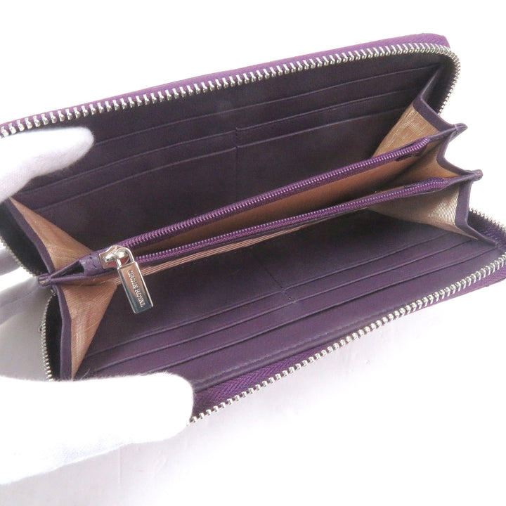 未使用品□CROIX ROYAL クロワ ロワイヤル ラウンドファスナー クロコダイル レザーロングウォレット 長財布 パープル 箱付き メンズ