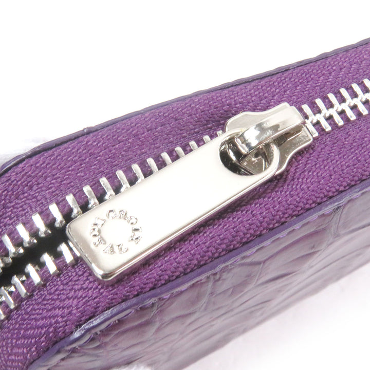 未使用品□CROIX ROYAL クロワ ロワイヤル ラウンドファスナー クロコダイル レザーロングウォレット 長財布 パープル 箱付き メンズ