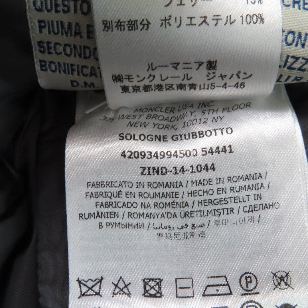 美品☆MONCLER モンクレール SOLOGNE ウール100％ ロゴタグ付 ZIP UP ダウンコート ダークグレー 2 正規品 レディース