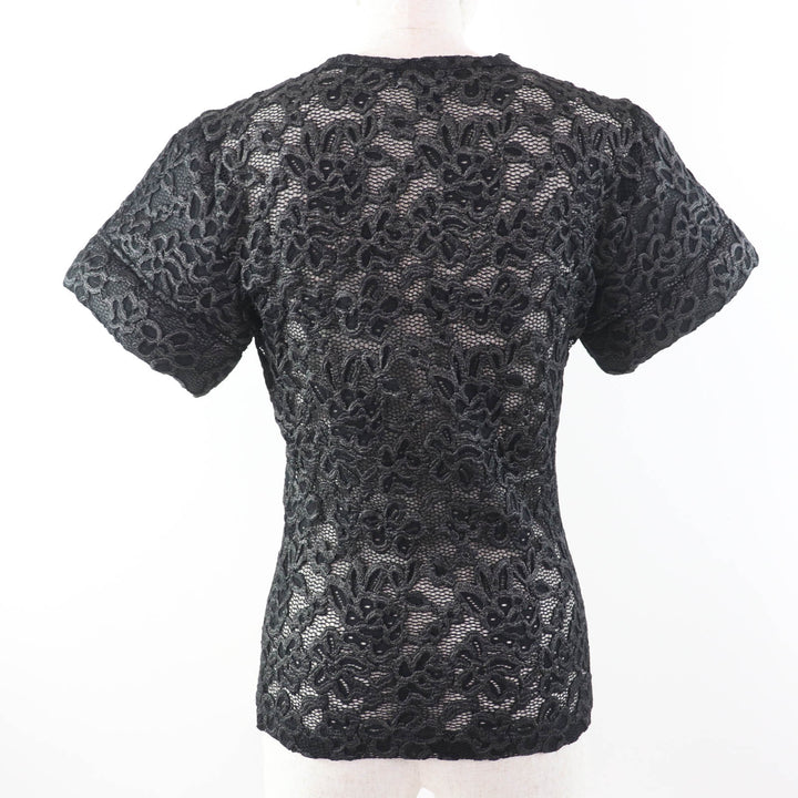 極美品☆LOUIS VUITTON ルイヴィトン 23SS 1ABDG9 フローラルレース 半袖 カットソー ブラック 36 イタリア製 正規品 レディース