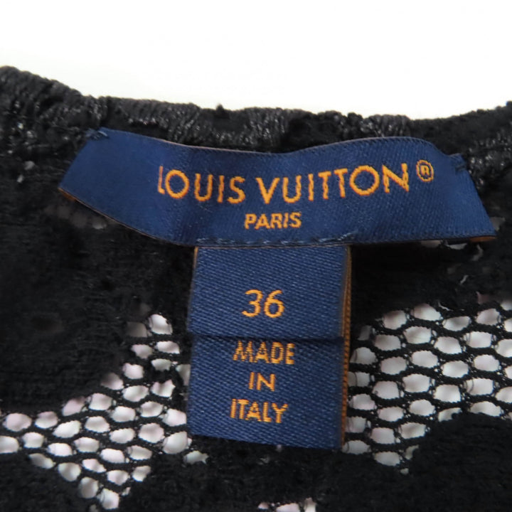 極美品☆LOUIS VUITTON ルイヴィトン 23SS 1ABDG9 フローラルレース 半袖 カットソー ブラック 36 イタリア製 正規品 レディース