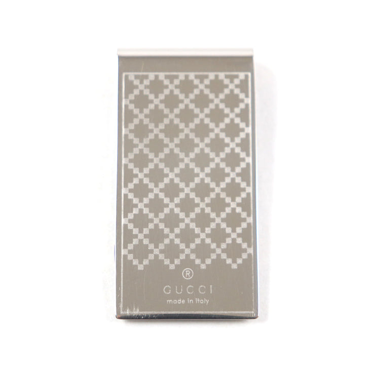 良品▼GUCCI グッチ ディアマンテ ロゴ入り ビルクリップ 札ばさみ マネークリップ シルバー イタリア製 メンズ