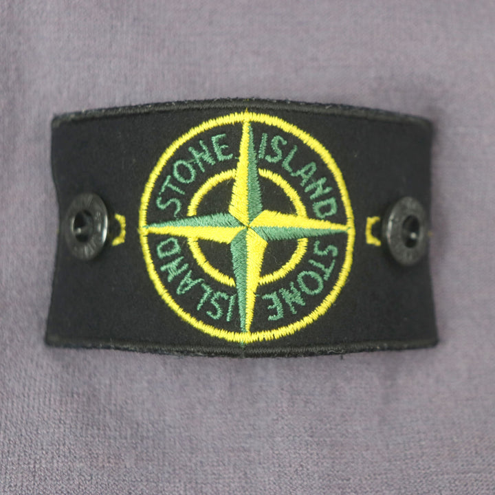 美品▼STONE ISLAND ストーンアイランド ウール ロゴワッペン モックネック 長袖ニット カットソー パープル M ブルガリア 正規品 メンズ