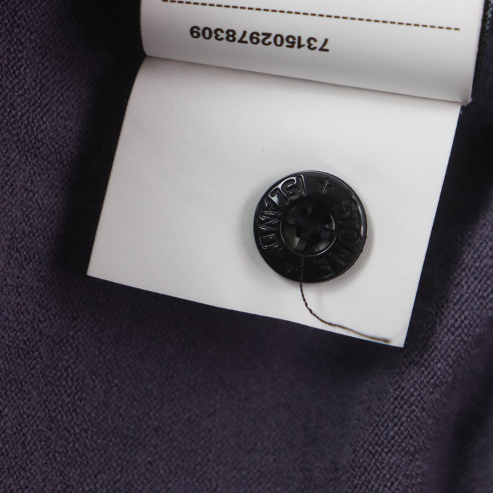 美品▼STONE ISLAND ストーンアイランド ウール ロゴワッペン モックネック 長袖ニット カットソー パープル M ブルガリア 正規品 メンズ