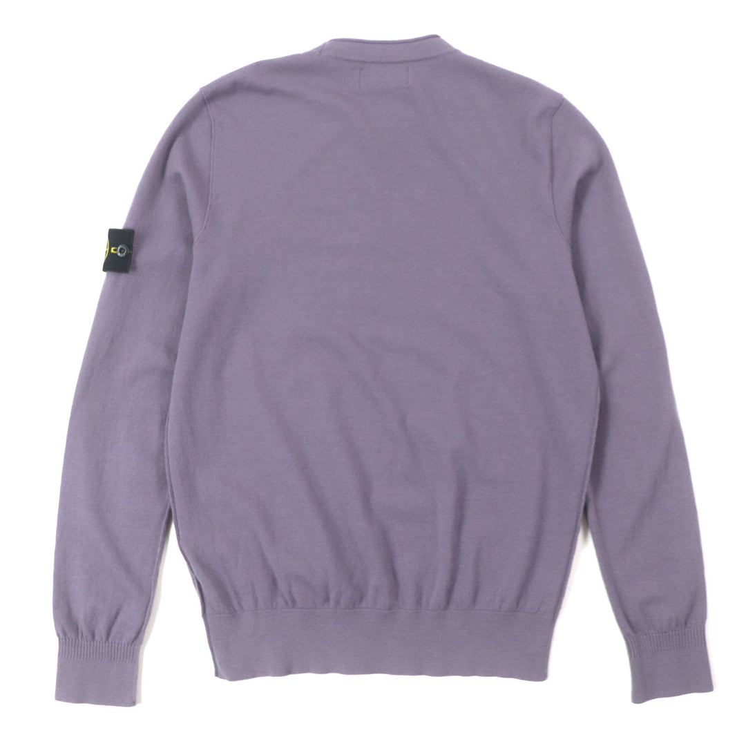 美品▼STONE ISLAND ストーンアイランド ウール ロゴワッペン モックネック 長袖ニット カットソー パープル M ブルガリア 正規品 メンズ