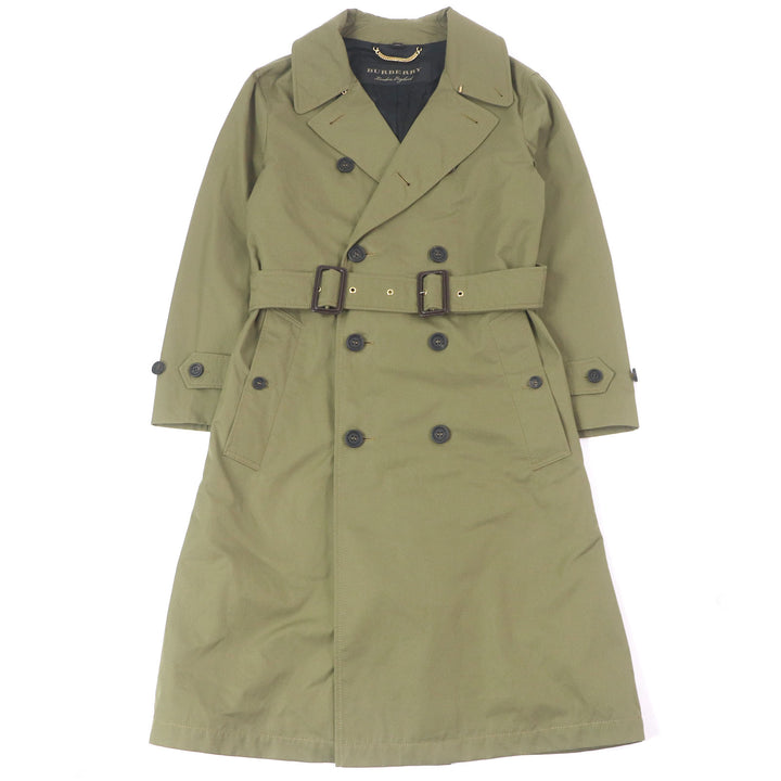 極美品□BURBERRY バーバリー 4551350 コットン100% ロゴボタン トレンチコート カーキ 44 ガーメント付き イタリア製 正規品 メンズ