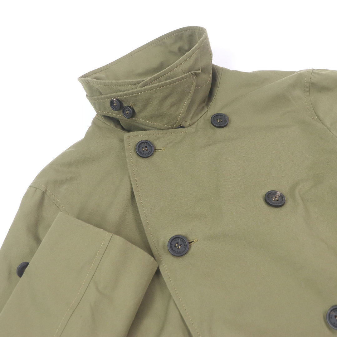 極美品□BURBERRY バーバリー 4551350 コットン100% ロゴボタン トレンチコート カーキ 44 ガーメント付き イタリア製 正規品 メンズ