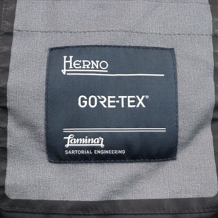 良品○Herno ヘルノ PI075UL Laminar ラミナー GORE-TEX ゴアテックス M-65 ロゴタグ スタンドカラー ダウンジャケット 46 正規品 メンズ