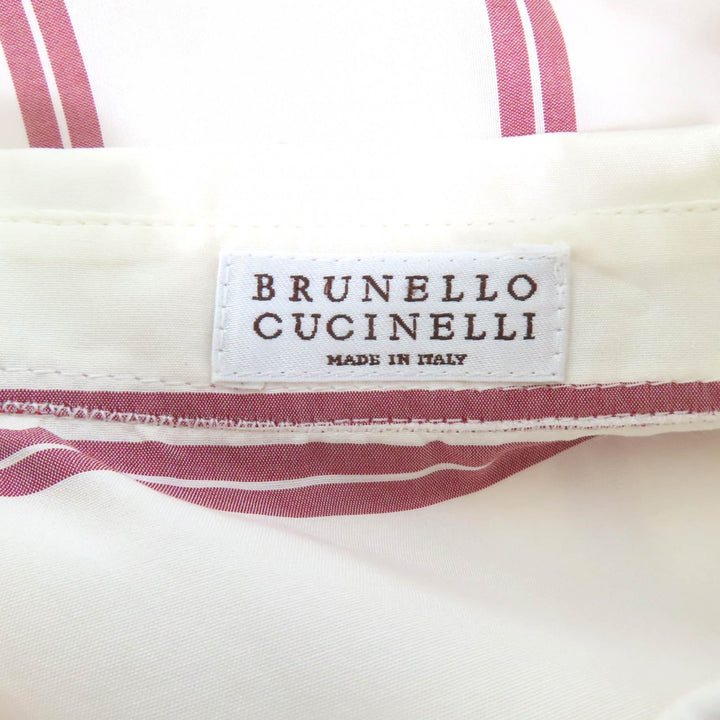 極美品★Brunello Cucinelli ブルネロクチネリ シルク100％ ストライプ柄 ノースリーブシャツ アイボリー XS イタリア製 レディース