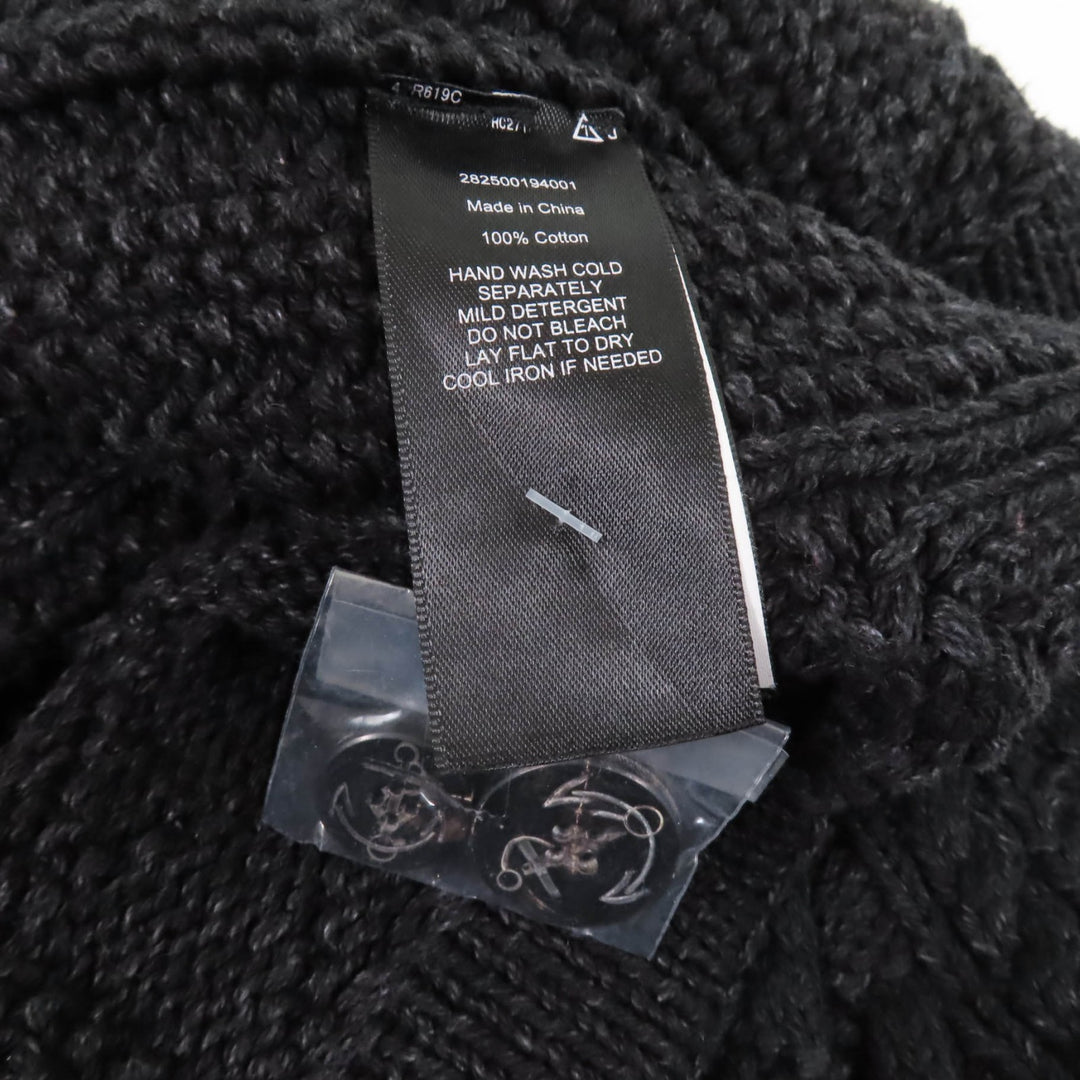 未使用品★RRL ダブルアールエル コットン100％ イカリボタン付 ショールカラー ケーブル編み カーディガン インディゴブラック 1 正規品