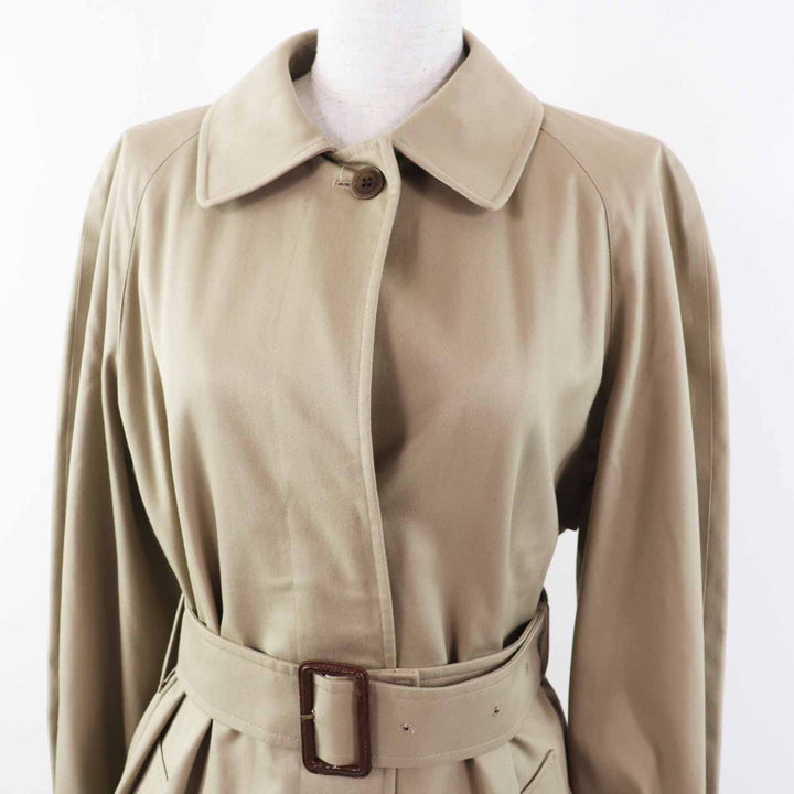 極美品◎Aquascutum アクアスキュータム コットン 裏チェック柄 ロング丈 ステンカラーコート ベージュ 3F イングランド製 正規品