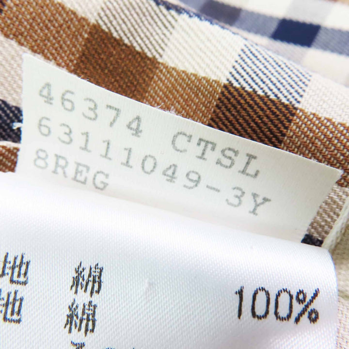極美品◎Aquascutum アクアスキュータム コットン 裏チェック柄 ロング丈 ステンカラーコート ベージュ 3F イングランド製 正規品