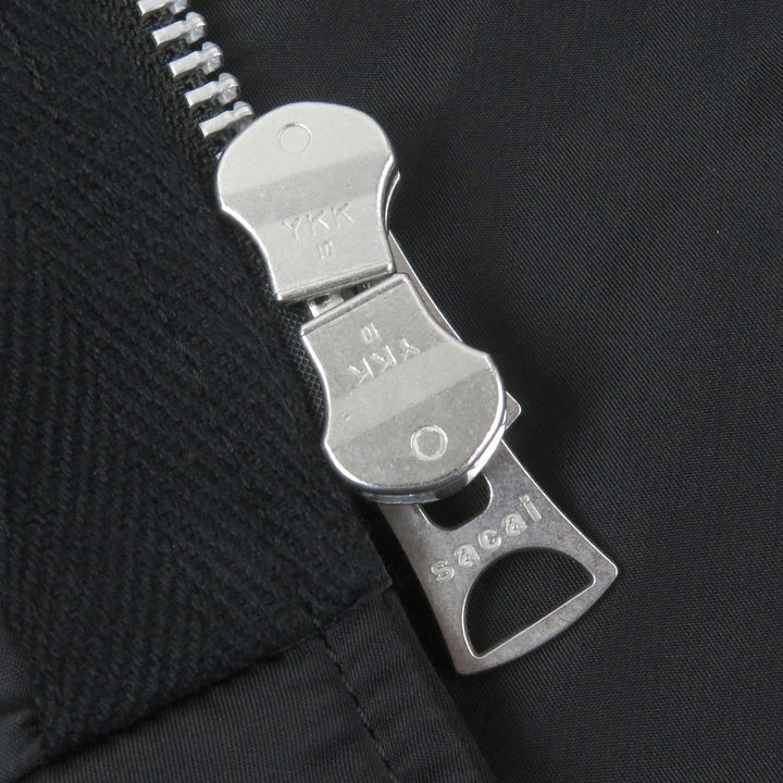 極美品□Sacai サカイ 21-02447M Solid Mix Blouson ハンク・ウィリアム・トーマス パッチワーク ブルゾン ブラック 1 日本製 正規品