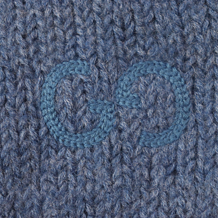 美品▼GUCCI グッチ 636327 ウール100% GGエンブロイダリー 刺繍 クルーネック ニットセーター ネイビー XL イタリア製 正規品 メンズ