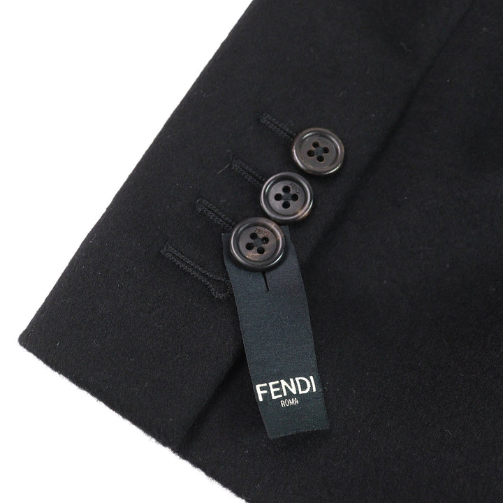 極美品△FENDI フェンディ 2019年製 FJ0562 カシミヤ100％ 裏地FFロゴ・ズッカ柄 ロゴボタン シングル テーラードジャケット 52 正規品