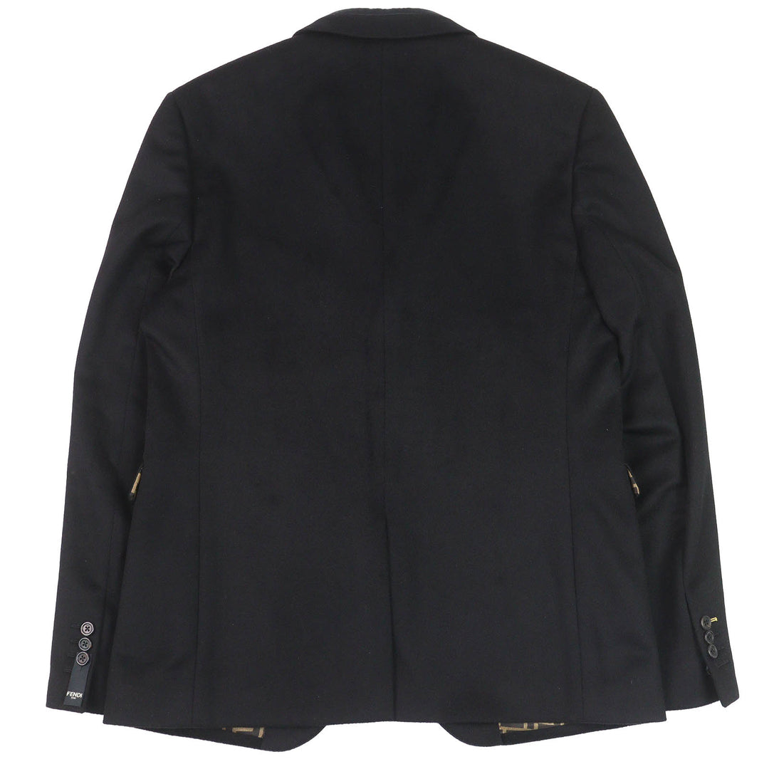 極美品△FENDI フェンディ 2019年製 FJ0562 カシミヤ100％ 裏地FFロゴ・ズッカ柄 ロゴボタン シングル テーラードジャケット 52 正規品