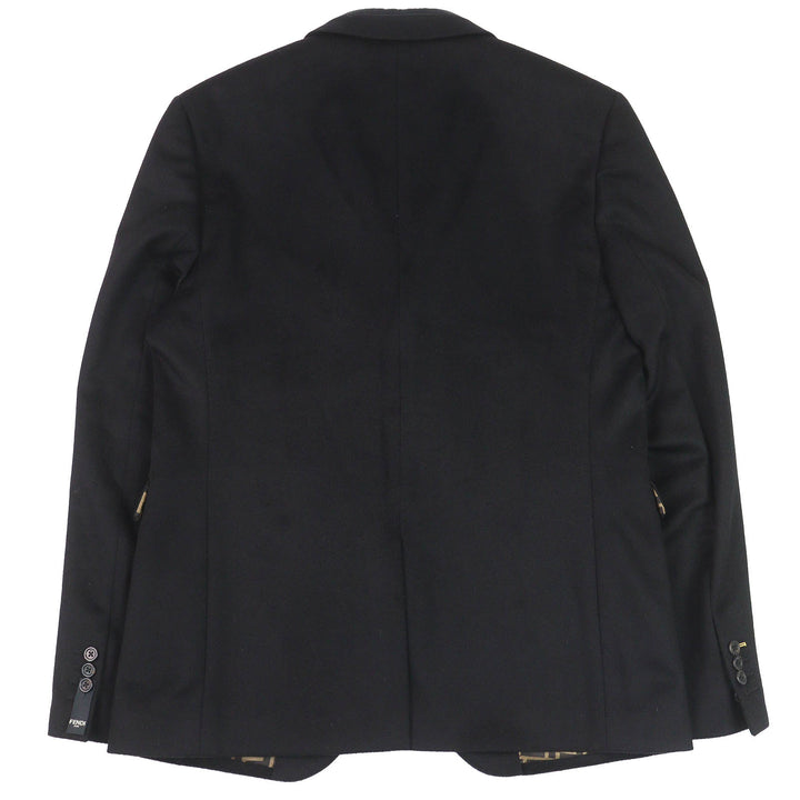 極美品△FENDI フェンディ 2019年製 FJ0562 カシミヤ100％ 裏地FFロゴ・ズッカ柄 ロゴボタン シングル テーラードジャケット 52 正規品