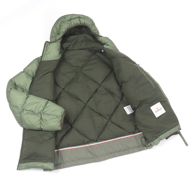 極美品□MONCLER モンクレール 21-22AW REYNAUD フーデッド ダウンジャケット セージグリーン 0 ハンガー・ガーメント付き 正規品 メンズ