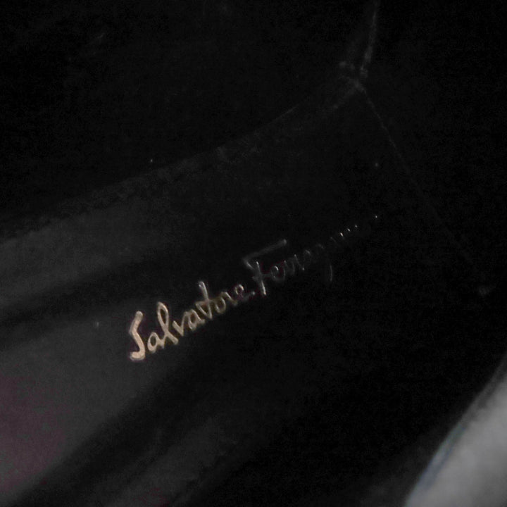 美品☆Salvatore Ferragamo サルヴァトーレフェラガモ ガンチーニ金具付 レザー ショートブーツ ブラック 約24.5cm相当 伊製 レディース