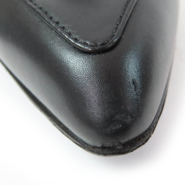 美品☆Salvatore Ferragamo サルヴァトーレフェラガモ ガンチーニ金具付 レザー ショートブーツ ブラック 約24.5cm相当 伊製 レディース