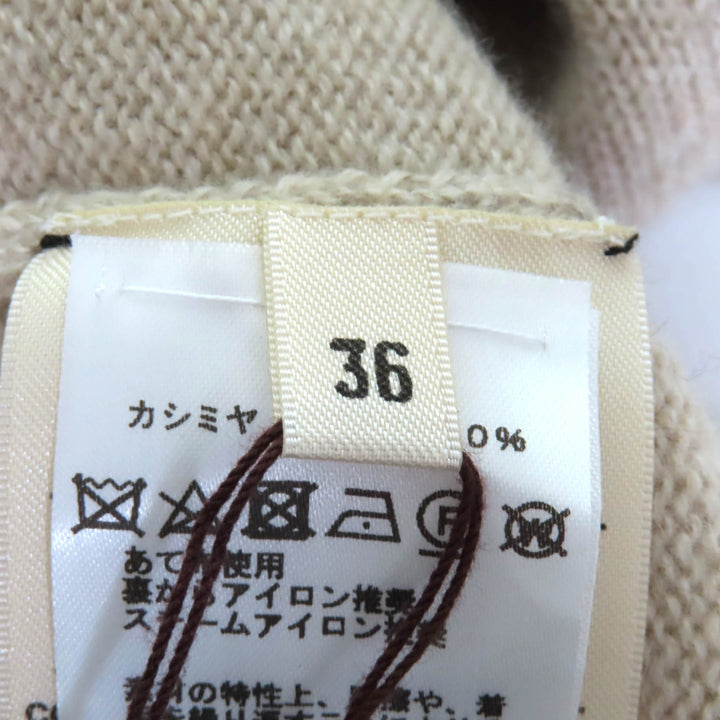 未使用品★HERMES エルメス 24AW 4H2541D1 カシミヤ100％ ロゴ金具付 アシンメトリー 長袖 ニット ワンピース ベージュ 36 伊製 正規品