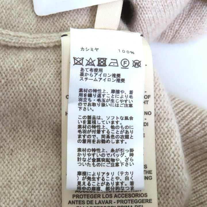 未使用品★HERMES エルメス 24AW 4H2541D1 カシミヤ100％ ロゴ金具付 アシンメトリー 長袖 ニット ワンピース ベージュ 36 伊製 正規品