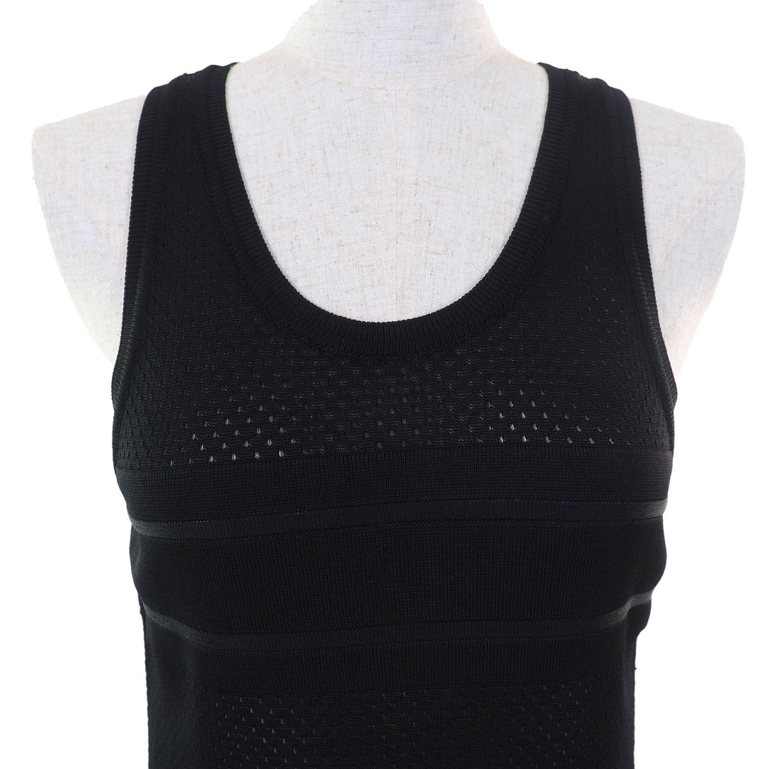 極美品△Christian Dior クリスチャンディオール 2021年 114T42AM531 バックロゴ メッシュデザイン タンクトップ トップス 黒 42 正規品