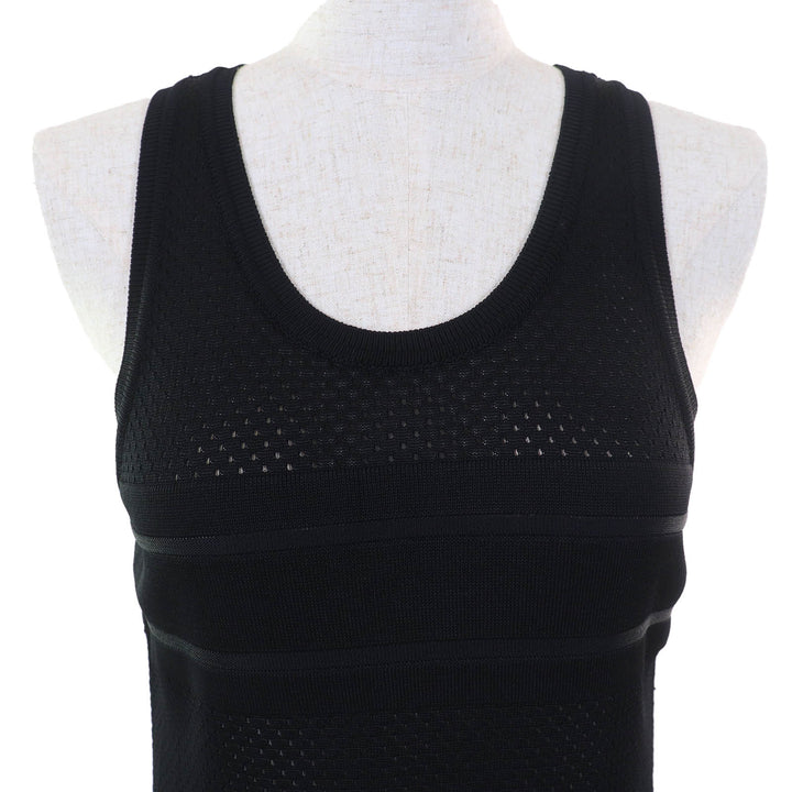 極美品△Christian Dior クリスチャンディオール 2021年 114T42AM531 バックロゴ メッシュデザイン タンクトップ トップス 黒 42 正規品