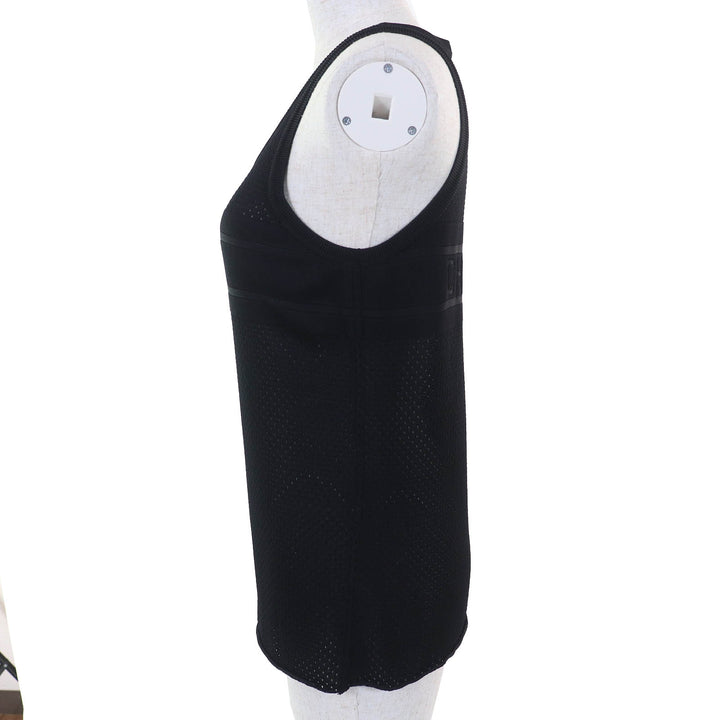 極美品△Christian Dior クリスチャンディオール 2021年 114T42AM531 バックロゴ メッシュデザイン タンクトップ トップス 黒 42 正規品