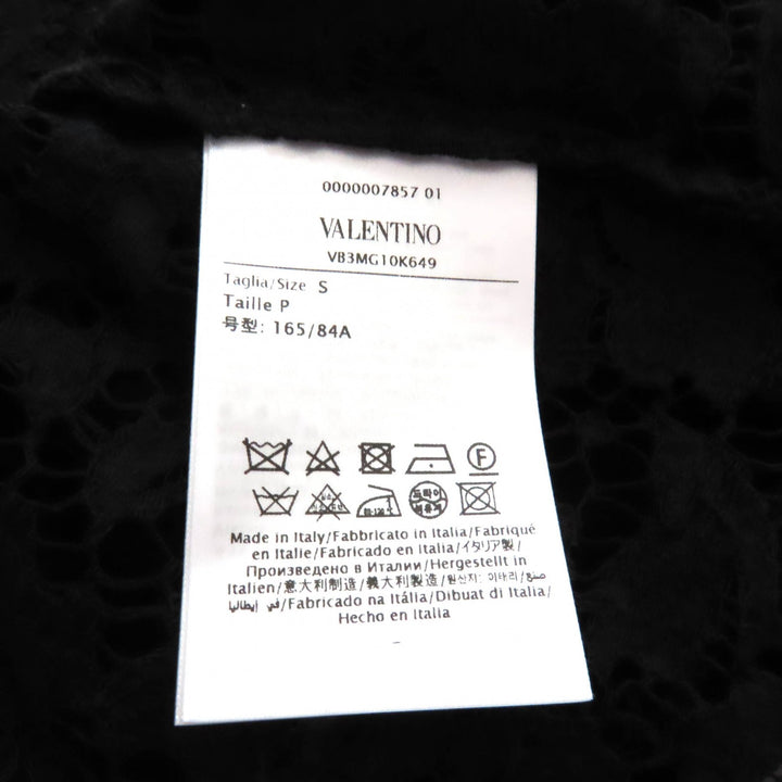 極美品★VALENTINO ヴァレンティノ 2020年製 VB3MG10K649 VLTNロゴ 総レース 半袖 トップス ブラック S イタリア製 正規品 レディース