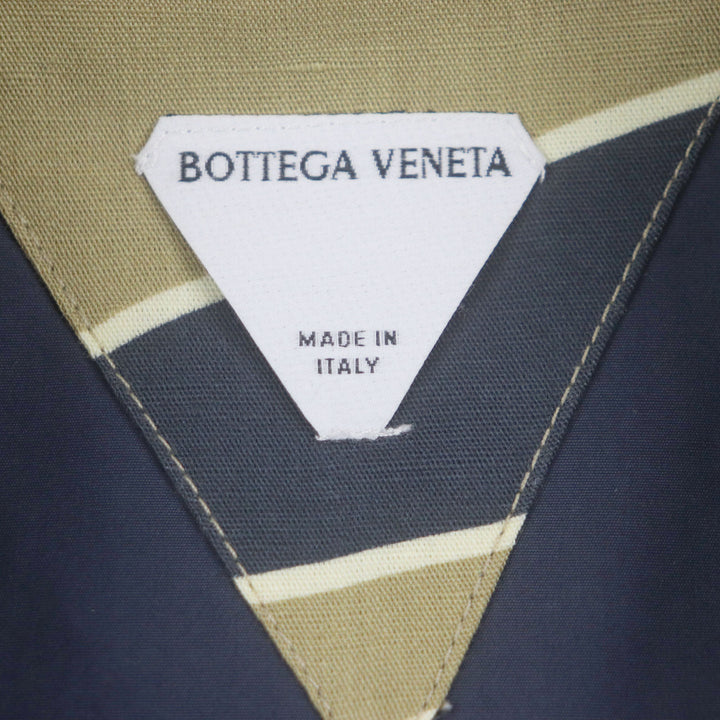 未使用品▼BOTTEGAVENETA ボッテガヴェネタ 2023年製 744330 総柄 ショートスリーブ 半袖シャツ カーキ ネイビー 52 伊製 正規品 メンズ