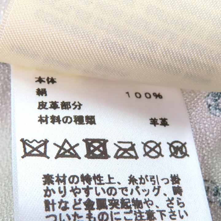 極美品★HERMES エルメス 22AW 2H0619DN シルク100% バックリボン 総柄 長袖 カットソー トップス ベージュ グリーン 38 仏製 正規品