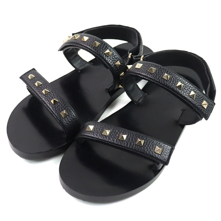 美品○Valentino Garavani ヴァレンティノガラヴァーニ ロックスタッズ ベルトストラップ付き レザー サンダル 43