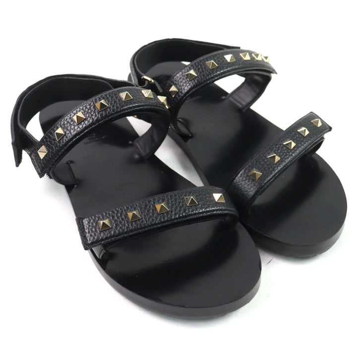 美品○Valentino Garavani ヴァレンティノガラヴァーニ ロックスタッズ ベルトストラップ付き レザー サンダル 43