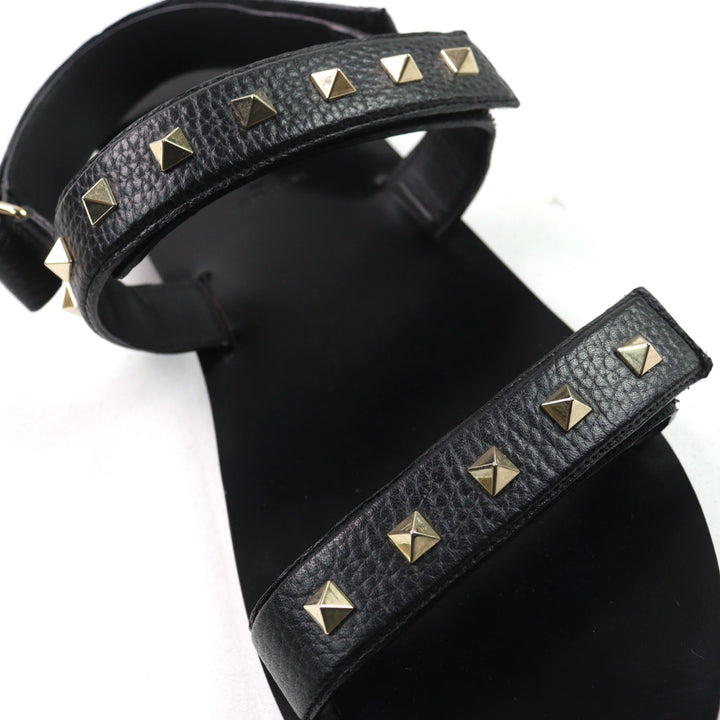 美品○Valentino Garavani ヴァレンティノガラヴァーニ ロックスタッズ ベルトストラップ付き レザー サンダル 43