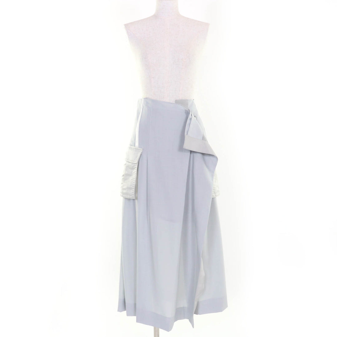 極美品☆Sacai サカイ 22-05899 Suiting Mix Skirt ロング丈 デザイン スカート ライトグレー 2 日本製 正規品 レディース