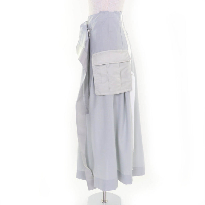 極美品☆Sacai サカイ 22-05899 Suiting Mix Skirt ロング丈 デザイン スカート ライトグレー 2 日本製 正規品 レディース