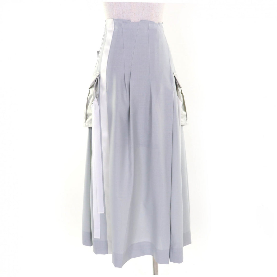 極美品☆Sacai サカイ 22-05899 Suiting Mix Skirt ロング丈 デザイン スカート ライトグレー 2 日本製 正規品 レディース