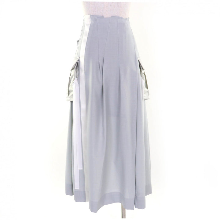 極美品☆Sacai サカイ 22-05899 Suiting Mix Skirt ロング丈 デザイン スカート ライトグレー 2 日本製 正規品 レディース
