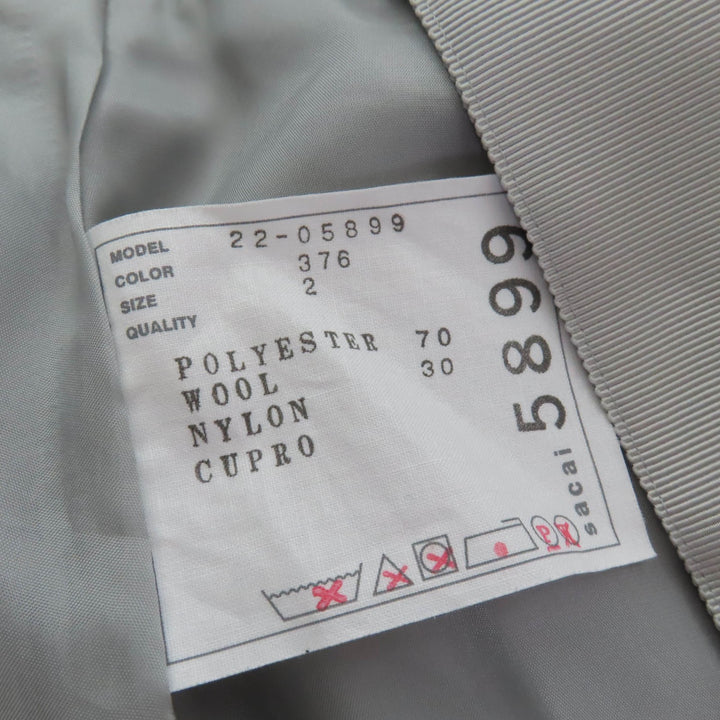 極美品☆Sacai サカイ 22-05899 Suiting Mix Skirt ロング丈 デザイン スカート ライトグレー 2 日本製 正規品 レディース