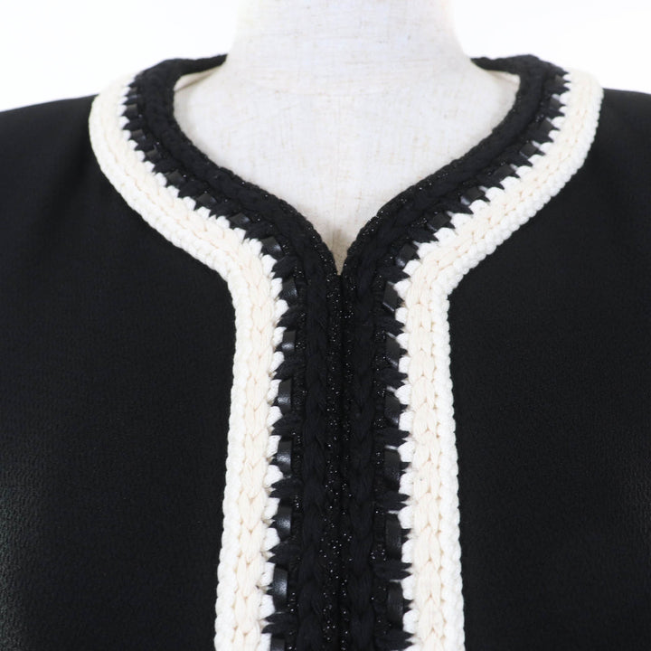 極美品☆CHANEL シャネル 22C P71865V63363 シルク100％ ラインストーン ココマークボタン ノーカラージャケット ブラック 36 正規品