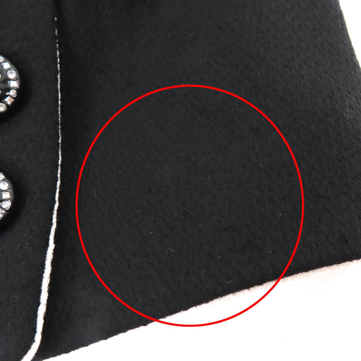 極美品☆CHANEL シャネル 22C P71865V63363 シルク100％ ラインストーン ココマークボタン ノーカラージャケット ブラック 36 正規品