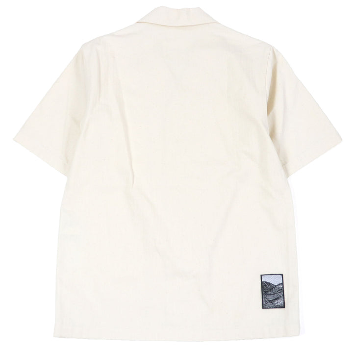 極美品□JIL SANDER+ ジルサンダープラス 20SS JPUS600305 ヘリンボーン オープンカラー 半袖シャツ アイボリー 44 イタリア製 正規品
