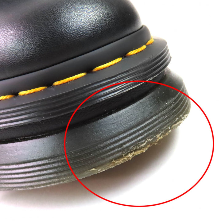 極美品△Dr.Martens ドクターマーチン RIKARD POLISHED SMOOTH 8I リカード 8ホール レースアップ レザー ショートブーツ ブラック UK6