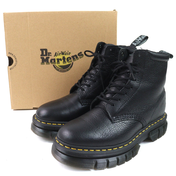 極美品△Dr.Martens ドクターマーチン RIKARD POLISHED SMOOTH 8I リカード 8ホール レースアップ レザー ショートブーツ ブラック UK6