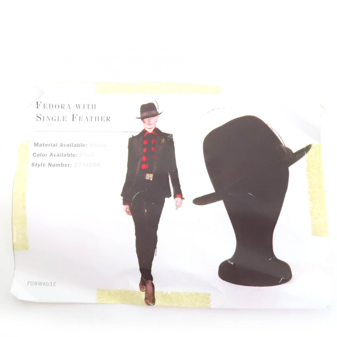 極美品☆ラルフローレンパープルレーベル FEDORA WITH SIBGLE FEATHER PHILIP TREACY ウール100％ ハット ブラック F イギリス製 正規品